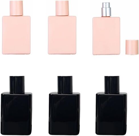 6 قطع رذاذ عطر زجاجي دائري، زجاجة رذاذ عطر فارغة قابلة لإعادة الملء سعة 30 مل للرجال والنساء، موزع زجاجة رذاذ عطر محمول للسفر (أسود) in Kuwait