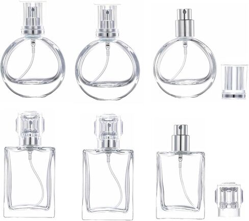 6 قطع رذاذ عطر زجاجي دائري، زجاجة رذاذ عطر فارغة قابلة لإعادة الملء سعة 30 مل للرجال والنساء، موزع زجاجة رذاذ عطر محمول للسفر (أسود) in Kuwait