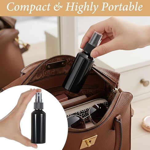 100 Pcs 2oz Black Spray Bottles, Fine Mist Refillable Travel Size Plastic Spritzers - Leak Proof Mini Mister for Cleaning, Hair, Essential Oils & Perfume in Saudi Arabia