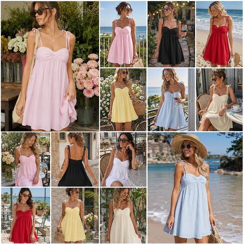 Ammiko Women's Casual Sundresses Mini Dress Short Dresses Summer Cute A Line Spaghetti Straps Sundress Party Vacation in Saudi Arabia
