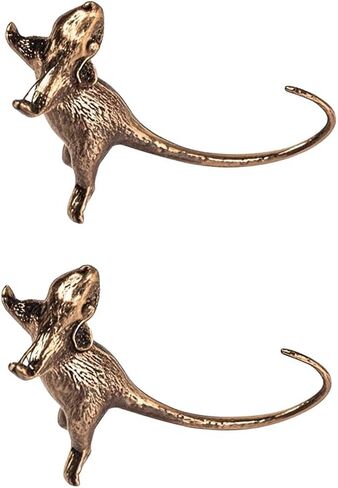 2PC Lucky Mouse Miniature Metal Ornament with Intricate Long-Tailed Rat Design, Incense Holder & Pen Rest in Saudi Arabia