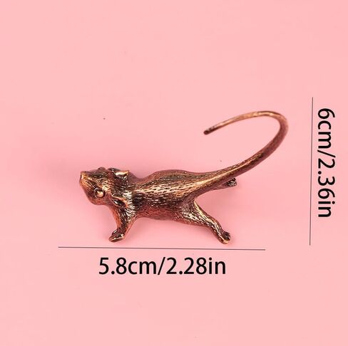 2PC Lucky Mouse Miniature Metal Ornament with Intricate Long-Tailed Rat Design, Incense Holder & Pen Rest in Saudi Arabia
