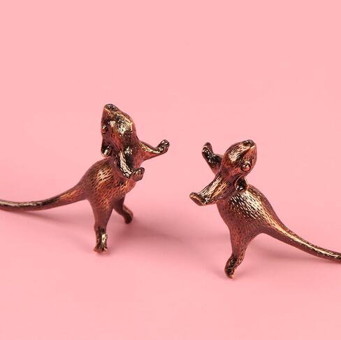 2PC Lucky Mouse Miniature Metal Ornament with Intricate Long-Tailed Rat Design, Incense Holder & Pen Rest in Saudi Arabia