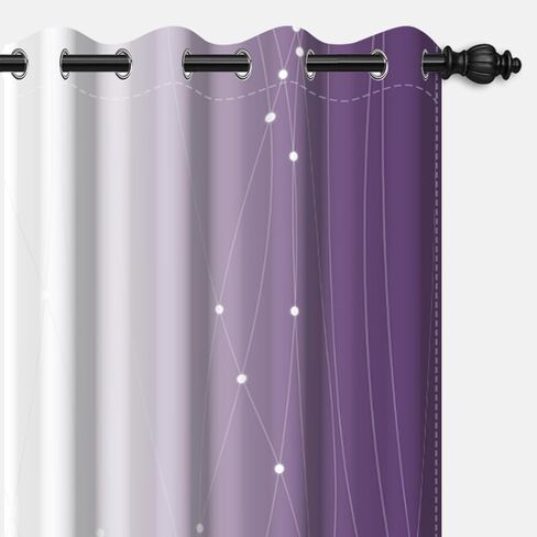 Ombre Purple Blackout Curtains, 84 Inch Length - Light Blocking Thermal Insulated Grommet Top Drapes for Bedroom Living Room, Privacy Noise Reducing Curtains 2 Panels, 52W x 84L in Saudi Arabia