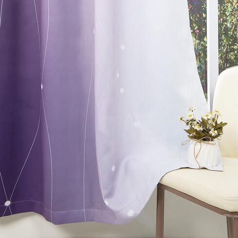 Ombre Purple Blackout Curtains, 84 Inch Length - Light Blocking Thermal Insulated Grommet Top Drapes for Bedroom Living Room, Privacy Noise Reducing Curtains 2 Panels, 52W x 84L in Saudi Arabia
