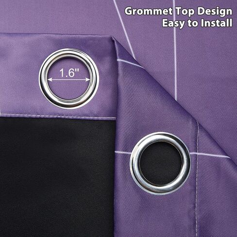 Ombre Purple Blackout Curtains, 84 Inch Length - Light Blocking Thermal Insulated Grommet Top Drapes for Bedroom Living Room, Privacy Noise Reducing Curtains 2 Panels, 52W x 84L in Saudi Arabia