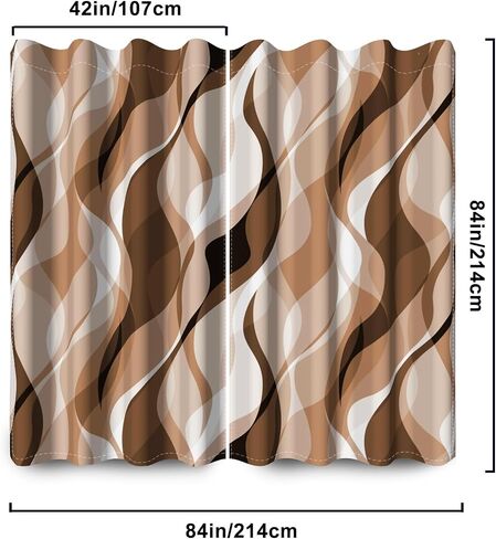 Brown Modern Blackout Curtains for Bedroom Living Room,2 Panels Sets Window Curtain,Striped Brown Stylish Simplicity Abstract Thermal Insulated Printed Curtains with Grommet,42" Wx84 L in Saudi Arabia