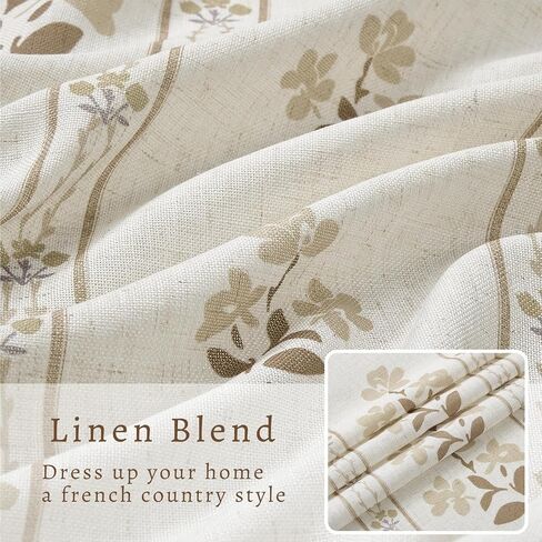 Coffee Floral Pleated Linen 102 Inch Curtains for Living Dining Room Pinch Pleat Light Filtering Semi Sheer Curtains Light Brown Pattern Print Flower on Beige Linen Boho Farmhouse Bedroom Drapes in Saudi Arabia