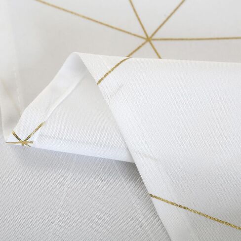 Taisier Home Gold Geometric Line Grommet Top Curtains, Lightweight Semi Sheer Light Filtering Window Drapes with Printing Design, White, W52 x L63 Inch, 2 Panels in Saudi Arabia