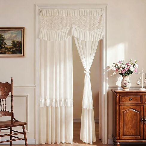Hysenm 35 x 82 Inch Screen Door Curtain Lace Gauze Curtains for Doorway Pet Friendly, Fly Screens for Doors Hippie Boho Home Decor Curtain for Bedroom in Saudi Arabia