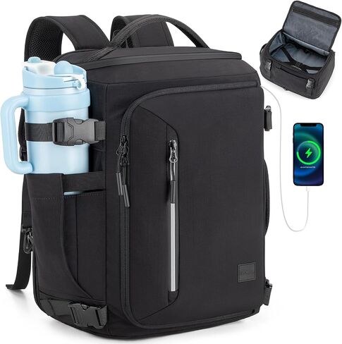 Tzowla 40x30x20 cm Travel Bag with Large Cup Holder Pocket,Personal Item Expandable Rackpack for Men/Women,Laptop Backpacks Carry On Flight Approved,Business Weekender Bags Fit 15.6 Inch Laptop in Saudi Arabia