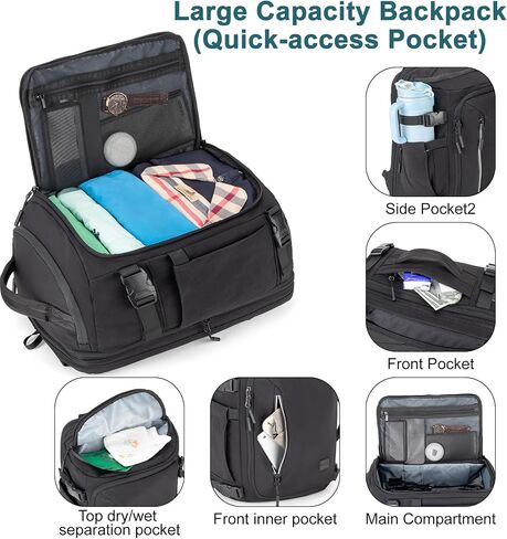 Tzowla 40x30x20 cm Travel Bag with Large Cup Holder Pocket,Personal Item Expandable Rackpack for Men/Women,Laptop Backpacks Carry On Flight Approved,Business Weekender Bags Fit 15.6 Inch Laptop in Saudi Arabia