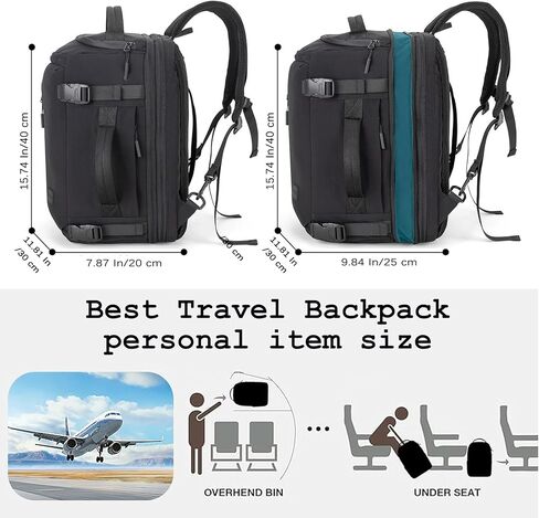 Tzowla 40x30x20 cm Travel Bag with Large Cup Holder Pocket,Personal Item Expandable Rackpack for Men/Women,Laptop Backpacks Carry On Flight Approved,Business Weekender Bags Fit 15.6 Inch Laptop in Saudi Arabia