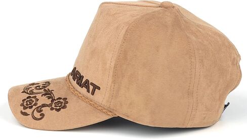 ARIAT Women's Embroidered Paisley Suede Snapback Rope Cap, Curved Brim, Tan in Saudi Arabia