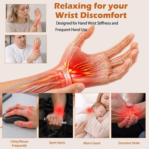العلاج بالضوء الأحمر لليدين، لفافة معصم لاسلكية قابلة لإعادة الشحن مع 4 أوضاع للضوء الأحمر و5 مستويات للتدليك بالاهتزاز، بطارية 2000 مللي أمبير في الساعة، شحن من النوع C، ارتداء مريح لتخفيف اليد والمعصم in Kuwait