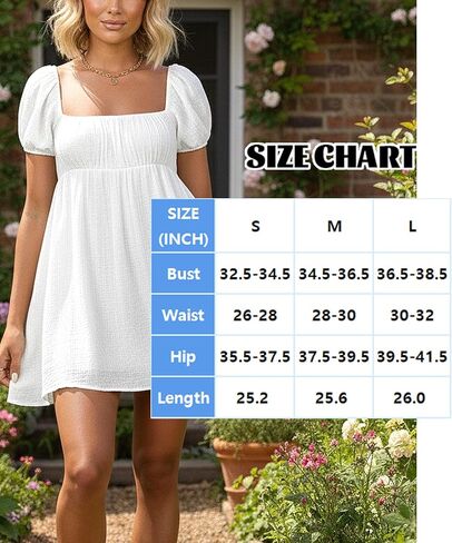 Women Puff Sleeve Bobydoll Dress Sundress Flowy Square Neck Swing Mini Dress Beach Going Out Dresses in Saudi Arabia