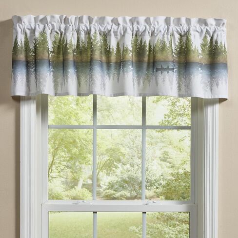 Park Designs Mirror Lake Valance 60" x 14", Lodge Short Café Curtain for Lakehouse Cabin Decor, Light Filtering Coastal Window Dressing, Unlined Cotton Machine Washable Fabric Drape in Saudi Arabia