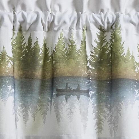 Park Designs Mirror Lake Valance 60" x 14", Lodge Short Café Curtain for Lakehouse Cabin Decor, Light Filtering Coastal Window Dressing, Unlined Cotton Machine Washable Fabric Drape in Saudi Arabia