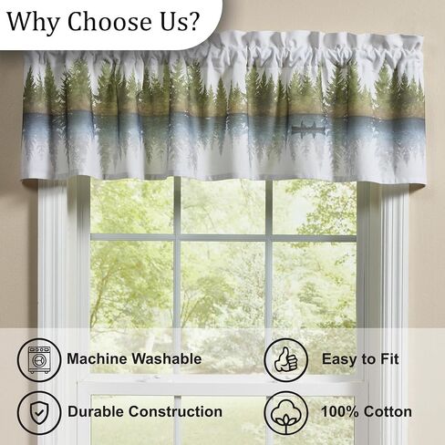 Park Designs Mirror Lake Valance 60" x 14", Lodge Short Café Curtain for Lakehouse Cabin Decor, Light Filtering Coastal Window Dressing, Unlined Cotton Machine Washable Fabric Drape in Saudi Arabia