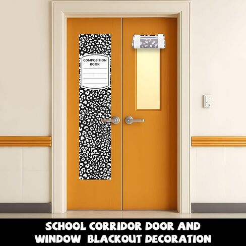 QOUBAI 2 Pcs Composition Notebook Classroom Curtains for Door Window Cover Decor Classroom Blackout Door Window Lockdown for Office Kindergarten Primary Back to School Teachers in Saudi Arabia