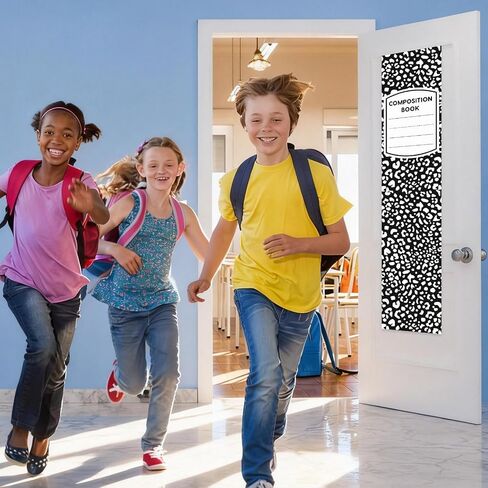QOUBAI 2 Pcs Composition Notebook Classroom Curtains for Door Window Cover Decor Classroom Blackout Door Window Lockdown for Office Kindergarten Primary Back to School Teachers in Saudi Arabia
