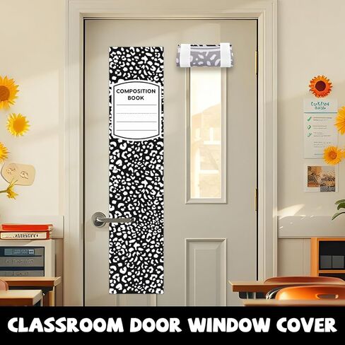 QOUBAI 2 Pcs Composition Notebook Classroom Curtains for Door Window Cover Decor Classroom Blackout Door Window Lockdown for Office Kindergarten Primary Back to School Teachers in Saudi Arabia