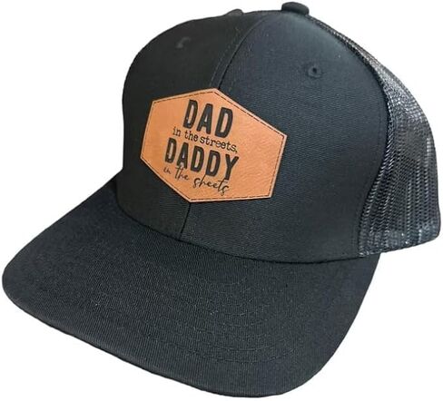 Mens Dad Hat, Gift for Dad, Gray Baseball Cap, Dad Trucker Hat, BR Rect Leather Patch Hat in Saudi Arabia