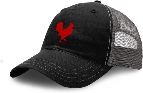 Richardson Soft Mesh Cap Hat Embroidered Red Rooster in A Poultry Embroidery Trucker Hats for Men & Women in Kuwait