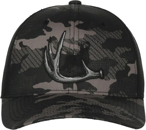 Black Camo Hunting Trucker Hat for Men – Embroidered Deer Antler Patch, Mesh Back Adjustable 6-Panel Structured Cotton Cap, Pre-Curved Visor, Camo/Black, One Size in Saudi Arabia