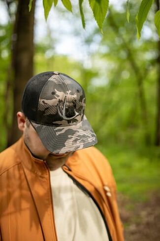 Black Camo Hunting Trucker Hat for Men – Embroidered Deer Antler Patch, Mesh Back Adjustable 6-Panel Structured Cotton Cap, Pre-Curved Visor, Camo/Black, One Size in Saudi Arabia