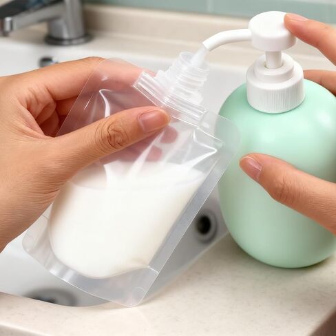 4 Pcs 50ml Refillable Travel Pouches for Toiletries, Reusable Liquid Travel Pouches for Liquids, Portable Fluid Packing Bags, Small Toiletry Pouch for Lotion Shampoo Conditioner Soap Liquids in Saudi Arabia