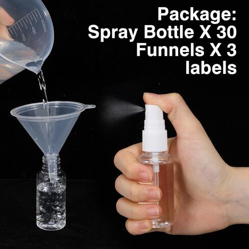 110 Pcs Mini Clear Spray Bottles 1 oz Plastic Empty Travel Bottle Fine Mist Small Spray Containers with 5 Pcs Funnels Refillable Liquid Travel Containers for Perfume Skin Toner Essential Oils in Saudi Arabia