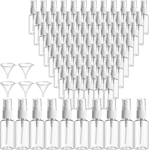 110 Pcs Mini Clear Spray Bottles 1 oz Plastic Empty Travel Bottle Fine Mist Small Spray Containers with 5 Pcs Funnels Refillable Liquid Travel Containers for Perfume Skin Toner Essential Oils in Saudi Arabia