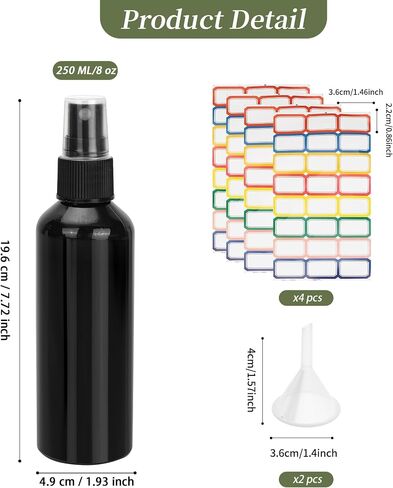 36 Pack Black Plastic Spray Bottles 8 oz Small Spray Bottle Fine Mist Cleaning Spray Bottles, 8 oz Empty Sprays Bottle Bulk for Travel, Essential Oils, Cleaning in Kuwait