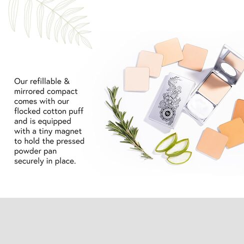 Honeybee Gardens Refillable Pressed Mineral Powder Foundation Compact – Empty Magnetic Makeup Case with Mirror & Puff, Travel-Friendly Reusable Compact for Powder Foundation in Saudi Arabia