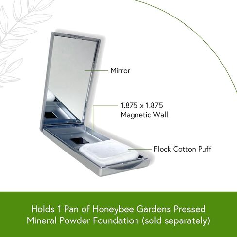 Honeybee Gardens Refillable Pressed Mineral Powder Foundation Compact – Empty Magnetic Makeup Case with Mirror & Puff, Travel-Friendly Reusable Compact for Powder Foundation in Saudi Arabia