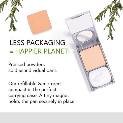 Honeybee Gardens Refillable Pressed Mineral Powder Foundation Compact – Empty Magnetic Makeup Case with Mirror & Puff, Travel-Friendly Reusable Compact for Powder Foundation in Saudi Arabia