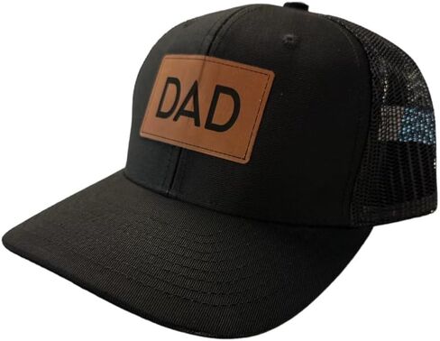 Mens Dad Hat, Gift for Dad, Gray Baseball Cap, Dad Trucker Hat, BR Rect Leather Patch Hat in Saudi Arabia