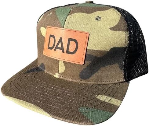Mens Dad Hat, Gift for Dad, Gray Baseball Cap, Dad Trucker Hat, BR Rect Leather Patch Hat in Saudi Arabia