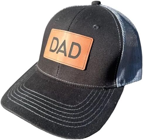 Mens Dad Hat, Gift for Dad, Gray Baseball Cap, Dad Trucker Hat, BR Rect Leather Patch Hat in Saudi Arabia