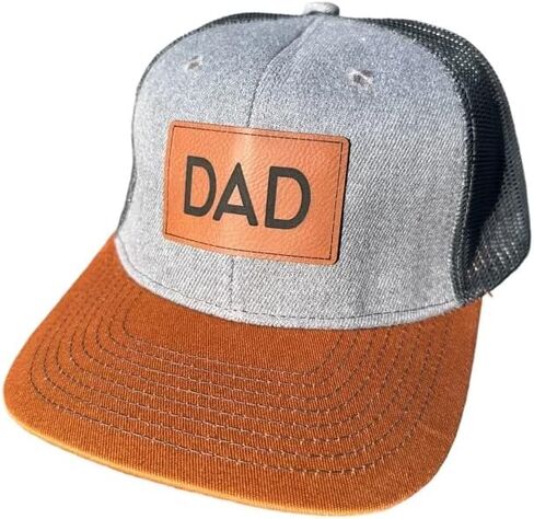 Mens Dad Hat, Gift for Dad, Gray Baseball Cap, Dad Trucker Hat, BR Rect Leather Patch Hat in Saudi Arabia