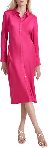 DKNY Women's Long Sleeve Collared Neck Midi Shirtdress in Saudi Arabia