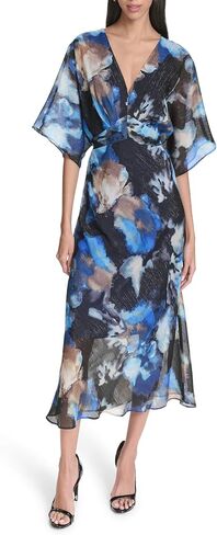Halston Women's Printed Kimono Sleeve V-Neck Maxi Dress in Saudi Arabia