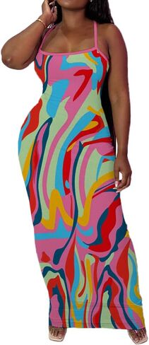 PINSV Women Summer Long Dress Casual Slip Sexy Slim Sleeveless Bodycon Maxi Dresses for Women in Saudi Arabia