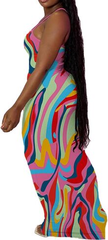 PINSV Women Summer Long Dress Casual Slip Sexy Slim Sleeveless Bodycon Maxi Dresses for Women in Saudi Arabia