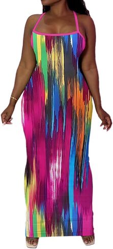 PINSV Women Summer Long Dress Casual Slip Sexy Slim Sleeveless Bodycon Maxi Dresses for Women in Saudi Arabia