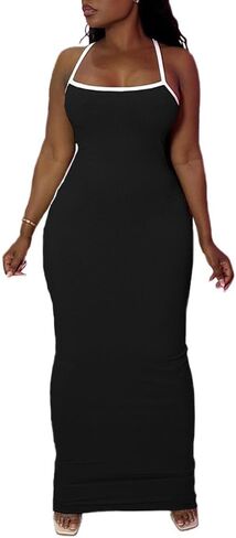 PINSV Women Summer Long Dress Casual Slip Sexy Slim Sleeveless Bodycon Maxi Dresses for Women in Saudi Arabia