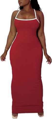 PINSV Women Summer Long Dress Casual Slip Sexy Slim Sleeveless Bodycon Maxi Dresses for Women in Saudi Arabia