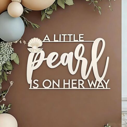 A Little Pearl is On The Way Sign for Backdrop,Wooden Baby Shower Party Decorations for Under The Sea,Ocean Theme Party Decor in Saudi Arabia