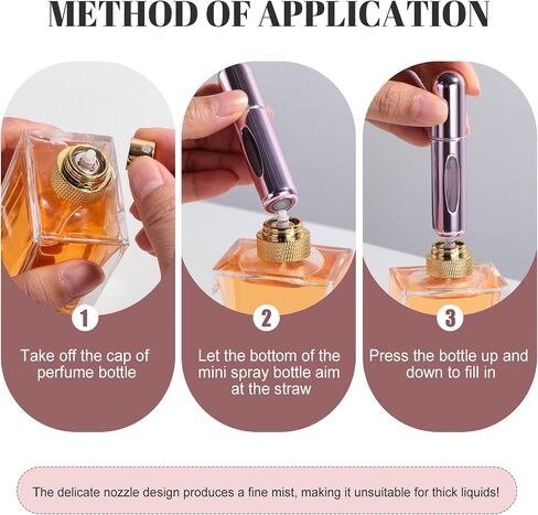 Portable Perfume Atomizer 5-Pack, Leak-Proof Refillable Travel Perfume Spray Bottles with Fine Mist & Funnel, TSA-Approved Mini Perfume Dispenser for Purse, Gym, Vacation (Includes Pouch) in Saudi Arabia